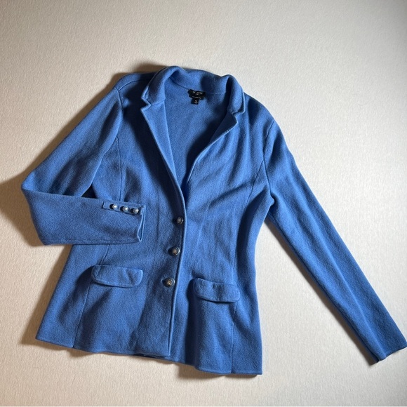 Talbots 100% Merino Wool Blue Nautical Sailor Sweater Blazer, Size MP - Picture 1 of 9